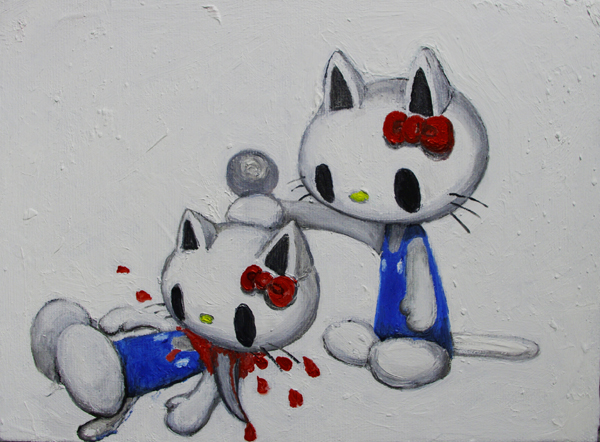 Judith Beheading Holofernes of Kitten. 2011 oil on the canvas. 24x18cm