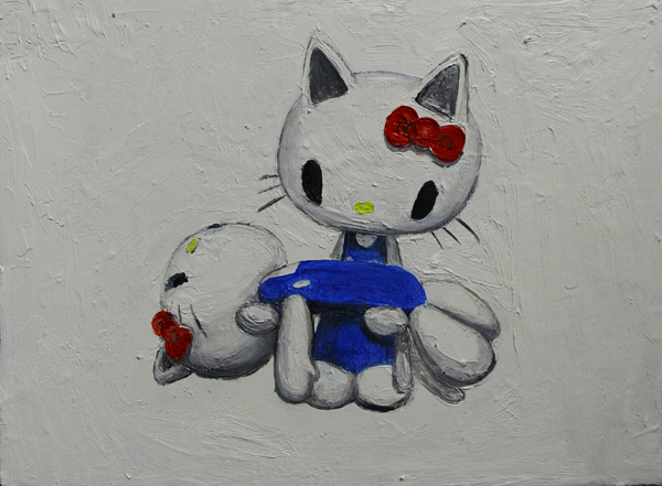 Pieta of kitten. 2011 oil on the canvas.24x18cm