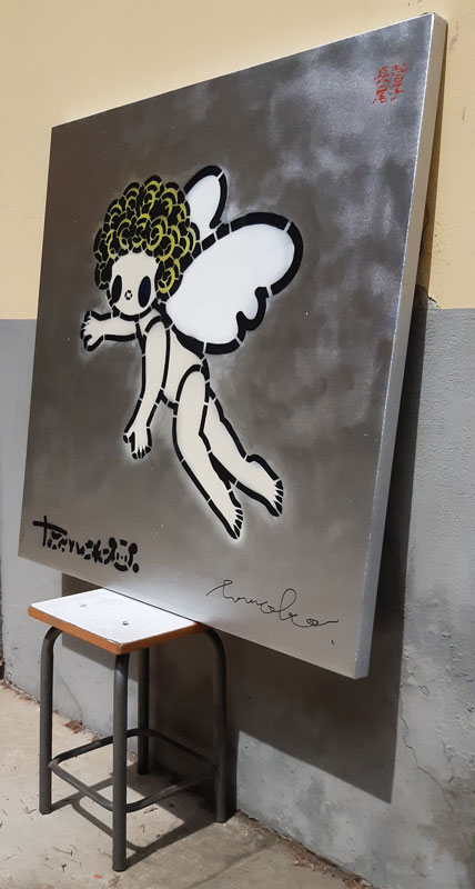 Urbino of Venus with Hello Kitty and Chanel - Gemini Pegasus - Stencil Art  by Tomoko Nagao
